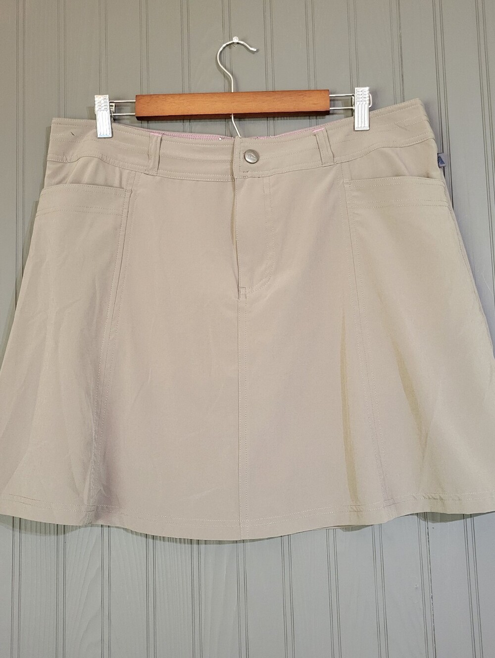 L.L. Bean Outdoor Activewear Skirt Hiking Built-In Shorts Brown Women's 14